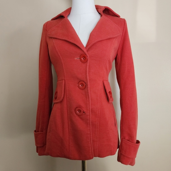 Orange Peacoat Jacket, Women's Small - Picture 6 of 11